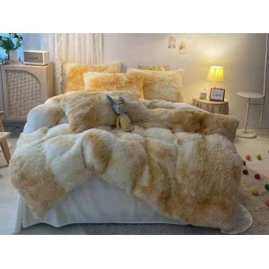 Lenjerie pat super pufoasa COCOLINO Fluffy 6 piese cu ELASTIC, Galben