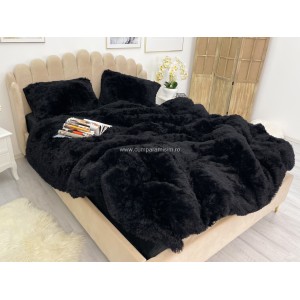 Lenjerie pat super pufoasa COCOLINO Fluffy 4 piese neagra