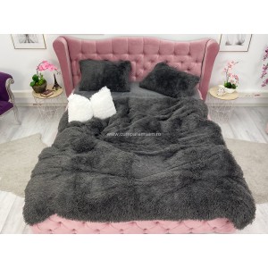 Lenjerie pat super pufoasa COCOLINO Fluffy 4 piese gri 