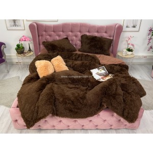 Lenjerie pat super pufoasa COCOLINO Fluffy 4 piese maro 