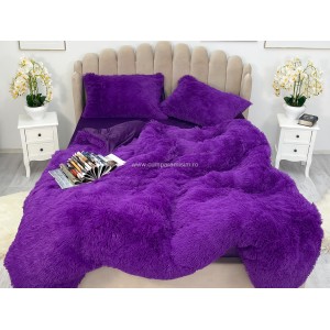 Lenjerie pat super pufoasa COCOLINO Fluffy 4 piese mov intens 