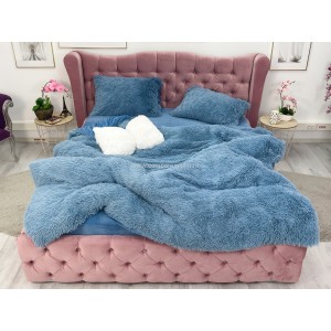 Lenjerie pat super pufoasa COCOLINO Fluffy 4 piese albastru 