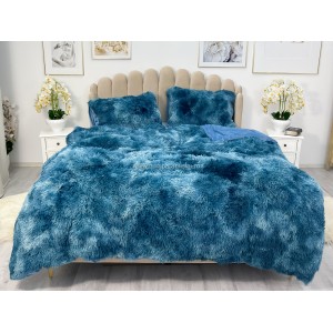Lenjerie pat super pufoasa COCOLINO Fluffy 4 piese Bleumarin-Alb