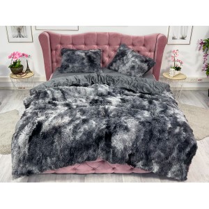 Lenjerie pat super pufoasa COCOLINO Fluffy 4 piese Negru-Gri