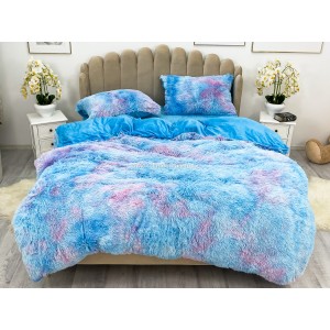 Lenjerie pat super pufoasa COCOLINO Fluffy 4 piese Albastru-Mov