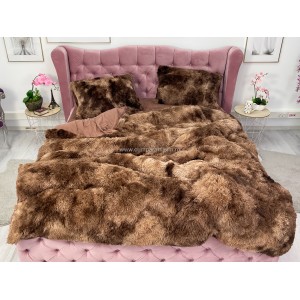 Lenjerie pat super pufoasa COCOLINO Fluffy 4 piese Maro-Alb