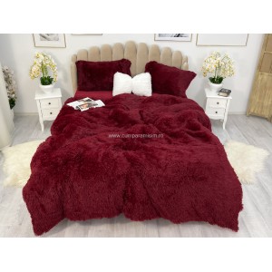 Lenjerie pat super pufoasa COCOLINO Fluffy 4 piese Visiniu