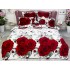 Lenjerie pat dublu, Super Pufoasa COCOLINO, 6 piese, Rosu-Alb, trandafiri [2]