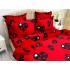 Lenjerie pat dublu, Super Pufoasa COCOLINO, 6 piese, Rosu-Negru, inimioare [2]