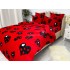 Lenjerie pat dublu, Super Pufoasa COCOLINO, 6 piese, Rosu-Negru, inimioare [14]