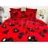 Lenjerie pat dublu, Super Pufoasa COCOLINO, 6 piese, Rosu-Negru, inimioare [12]