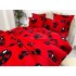 Lenjerie pat dublu, Super Pufoasa COCOLINO, 6 piese, Rosu-Negru, inimioare [9]