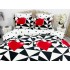 Lenjerie pat dublu, Super Pufoasa COCOLINO, 6 piese, Rosu-Alb-Negru, forme geometrice, inimioare [3]