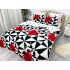 Lenjerie pat dublu, Super Pufoasa COCOLINO, 6 piese, Rosu-Alb-Negru, forme geometrice, inimioare [7]
