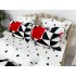 Lenjerie pat dublu, Super Pufoasa COCOLINO, 6 piese, Rosu-Alb-Negru, forme geometrice, inimioare [8]