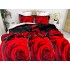 Lenjerie pat dublu, Super Pufoasa COCOLINO, 6 piese, Rosu-Alb-Negru, trandafiri [11]