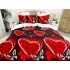 Lenjerie pat dublu, Super Pufoasa COCOLINO, 6 piese, Rosu-Negru, inimioare, flori [3]