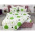 Lenjerie pat dublu,  FINET, 6 piese, Alb-Verde, cercuri, buline [10]