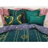 Lenjerie pat dublu,  FINET, 6 piese, Verde-Auriu, inimioare [4]