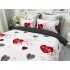 Lenjerie pat dublu,  FINET, 6 piese, Alb-Rosu, inimioare [6]