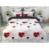 Lenjerie pat dublu,  FINET, 6 piese, Alb-Rosu, inimioare [2]