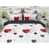 Lenjerie pat dublu,  FINET, 6 piese, Alb-Rosu, inimioare [3]