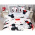 Lenjerie pat dublu,  FINET, 6 piese, IDENTICA CU POZA, Alb-Negru, inimioare, Mickey&Minnie [4]