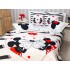 Lenjerie pat dublu,  FINET, 6 piese, IDENTICA CU POZA, Alb-Negru, inimioare, Mickey&Minnie [5]