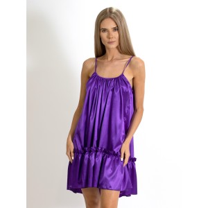 Rochie Sweet cu bretele, cu croi lejere din Satin mov