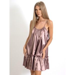 Rochie Sweet cu bretele, cu croi lejere din Satin roz prafuit