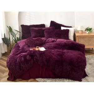 Lenjerie pat super pufoasa COCOLINO Fluffy 4 piese mov inchis