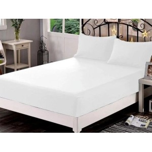 Husa saltea 160x200cm, 2 fete de perne 50x70cm, cu elastic, Bumbac Jersey, Alb