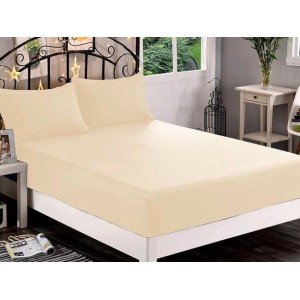 Husa saltea 160x200cm, 2 fete de perne 50x70cm, cu elastic, Bumbac Jersey, Crem