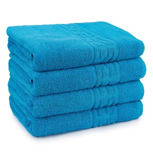 Set 4 Prosoape din 100% Bumbac Pakistanez, Bleu intens