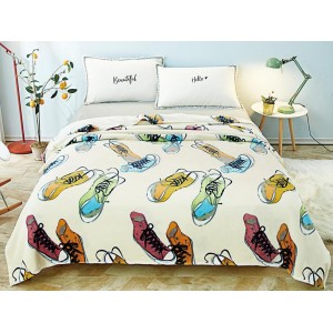 Patura pufoasa cocolino 200x230cm, 300gr/mp, Crem-Multicolor, Tenisi