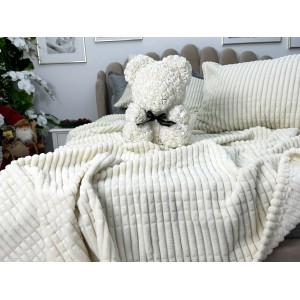 Set Patura groasa MERINOS tip cuvertura cu 2 fete de perna 50x70cm, Crem