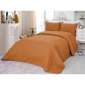 Cuvertura matlasata ultralux, pentru pat dublu, 220x240cm si 2 fete de perne 50x70, Maro