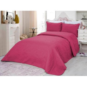 Cuvertura matlasata ultralux, fuchsia, pentru pat dublu 220x240cm si 2 fete de perne 50x70