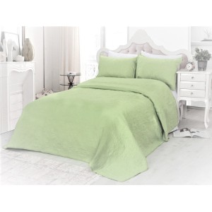 Cuvertura matlasata ultralux, verde, pentru pat dublu 220x240cm si 2 fete de perne 50x70
