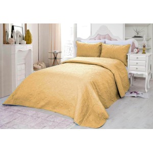 Cuvertura matlasata ultralux, bej, pentru pat dublu 220x240cm si 2 fete de perne 50x70