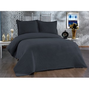 Cuvertura EVIUM pentru pat dublu cu 2 fete de perna, Gri