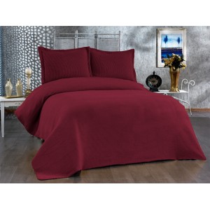 Cuvertura EVIUM pentru pat dublu cu 2 fete de perna, Bordo