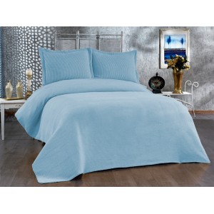 Cuvertura EVIUM pentru pat dublu cu 2 fete de perna, Bleu