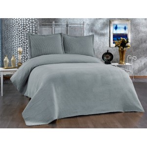 Cuvertura EVIUM pentru pat dublu cu 2 fete de perna, Gri deschis