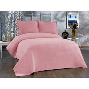 Cuvertura EVIUM pentru pat dublu cu 2 fete de perna, Roz