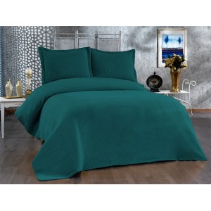 Cuvertura EVIUM pentru pat dublu cu 2 fete de perna, Verde