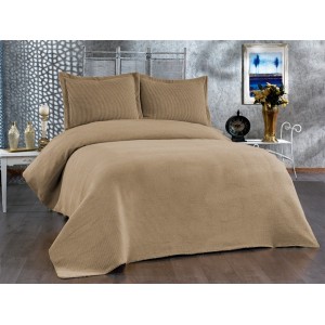 Cuvertura EVIUM pentru pat dublu cu 2 fete de perna, Bej