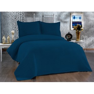 Cuvertura EVIUM pentru pat dublu cu 2 fete de perna, Albastru