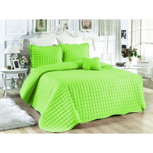 Cuvertura Brodata pat dublu cu 3 fete de perna, verde cod CVS9