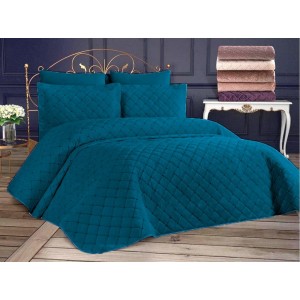 Set LUXURY 3 piese Cuvertura Brodata Catifea si 2 fete de perna CPS41